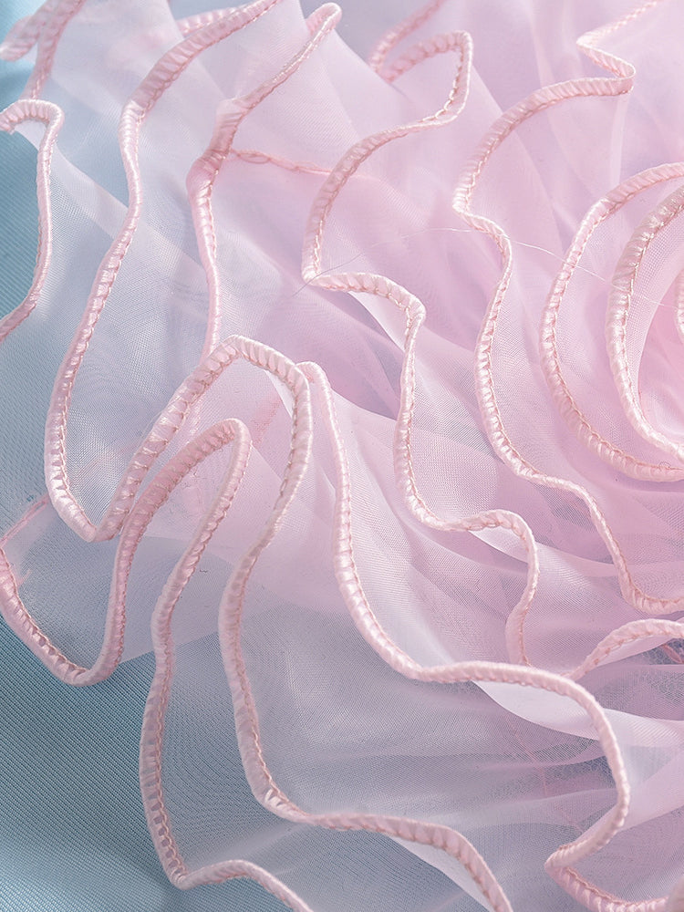 3D Floral Embellished Backless Halter Dress