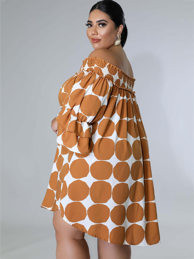 Chiffon Flare Sleeve Printed Mini Dress