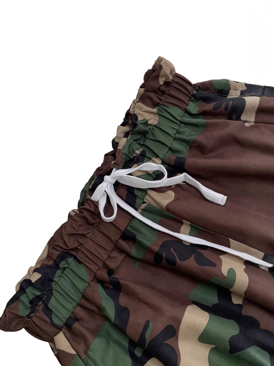 Camouflage Print Drawstring Harem Pants