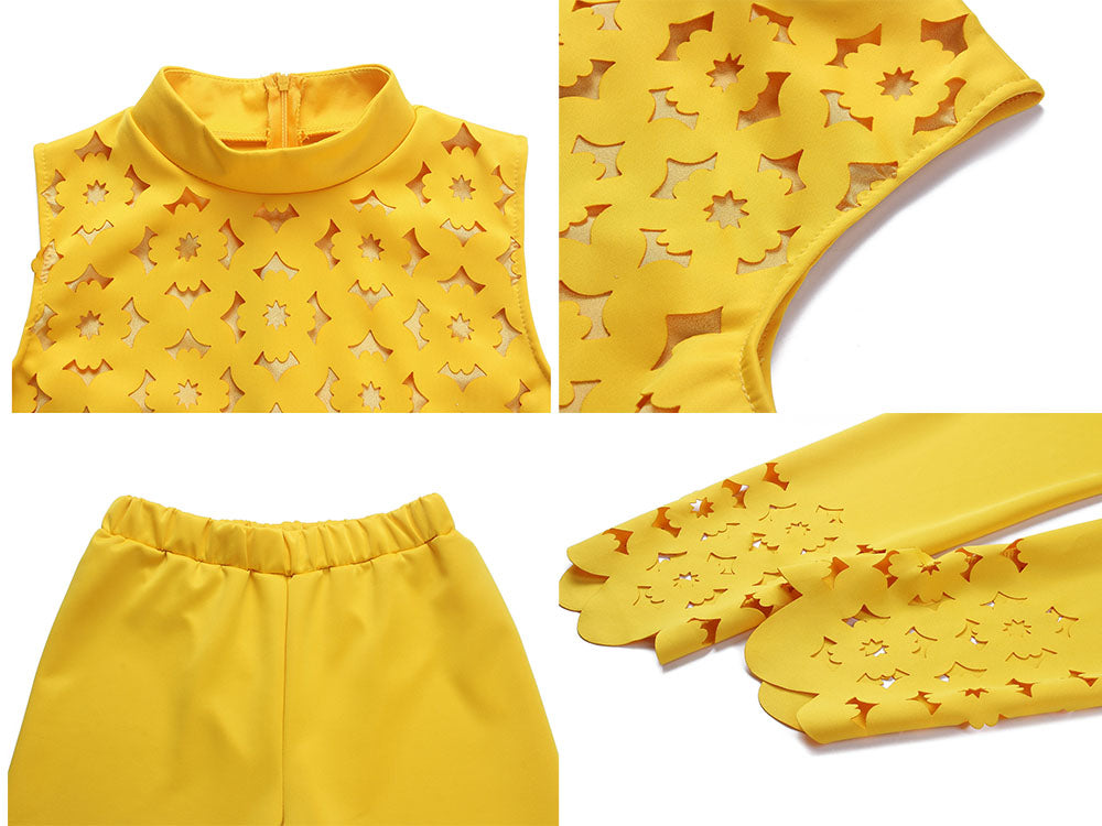 Two Piece Hollow Out Top Long Pants