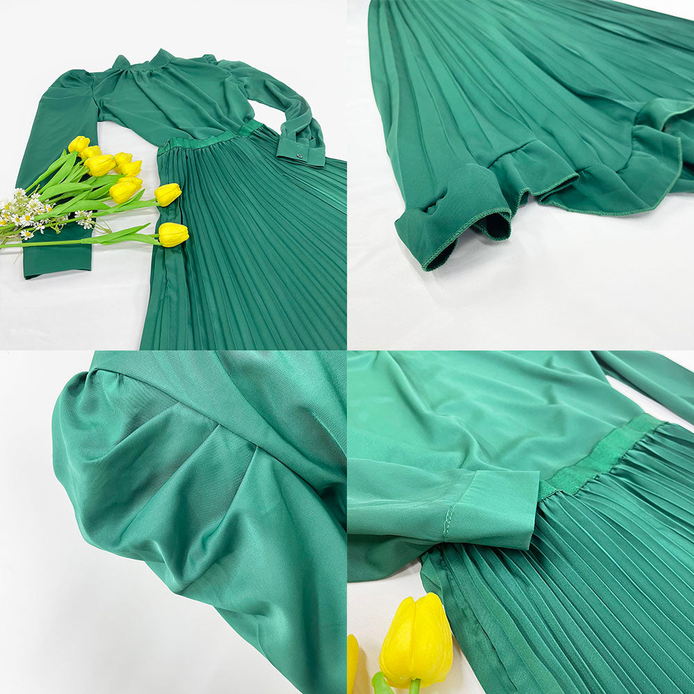 Two Piece Crop Top Pleated Maxi Skirts