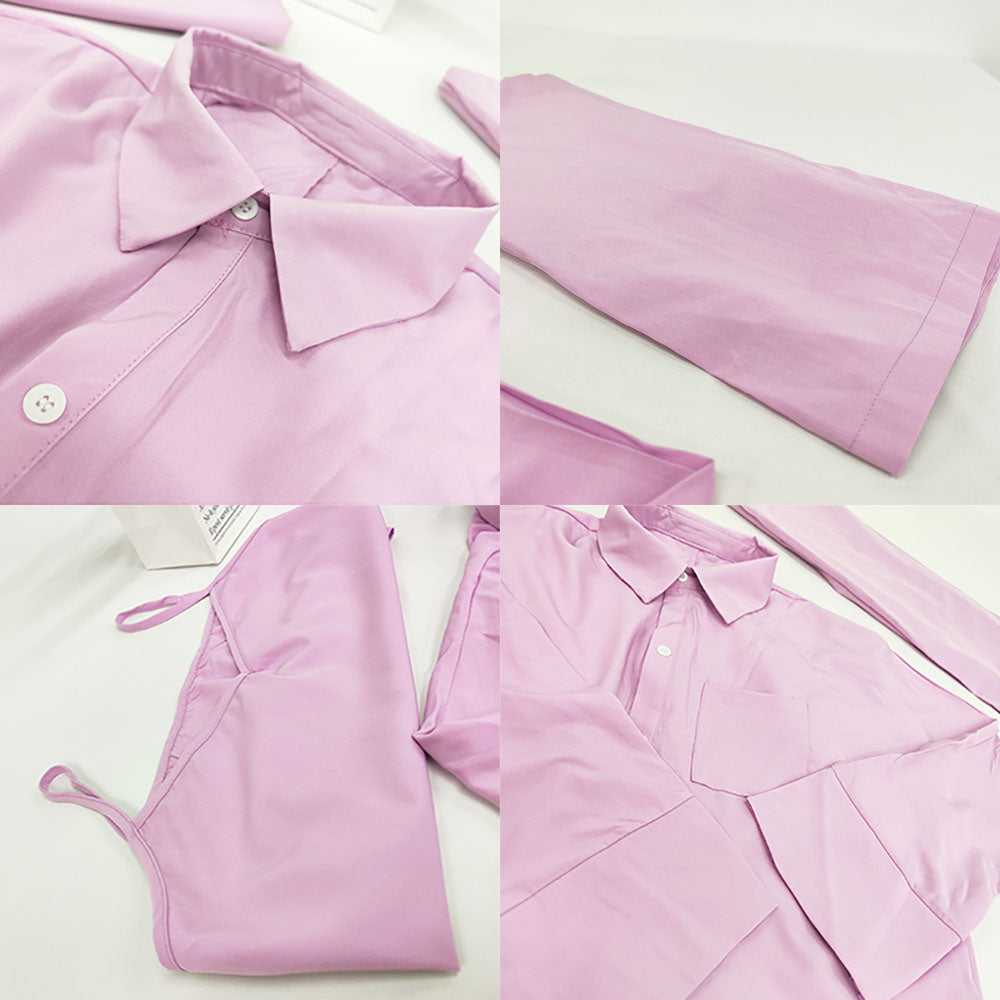 Three Piece Tank Top Coat Long Pants