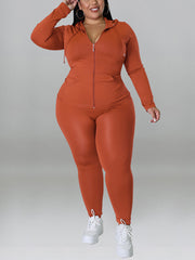 Solid Color Hoodie Pants Set