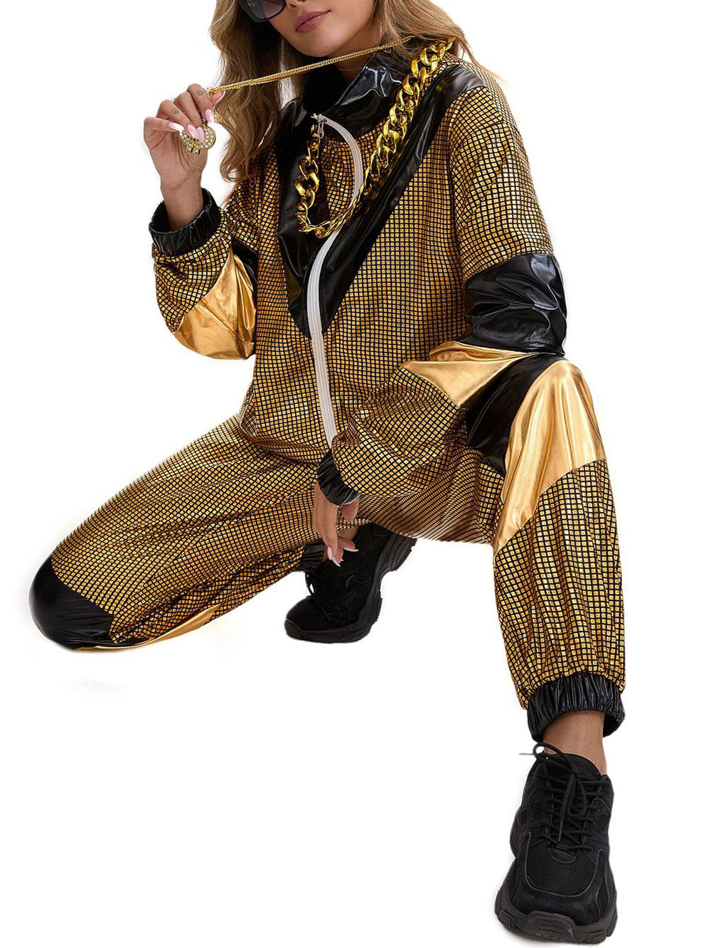 Halloween 80s Disco Glitter Jacket Pants Sets