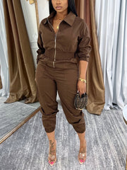 Zipper Multi Pockets Utility Jumpsuit