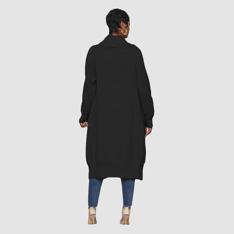 Solid Color Long Knit Cardigan