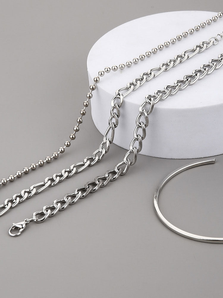 Four Piece Thick Chain Bracelets