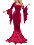 Robe longue gothique en velours pour Halloween