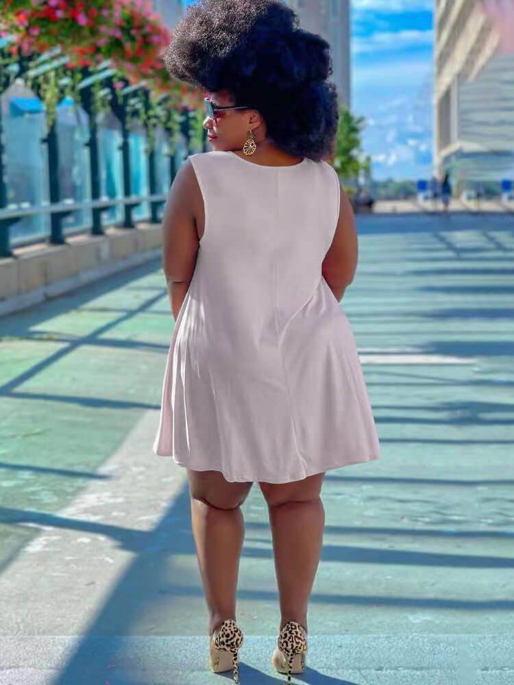 Sleeveless Round Neck Solid Mini Dress