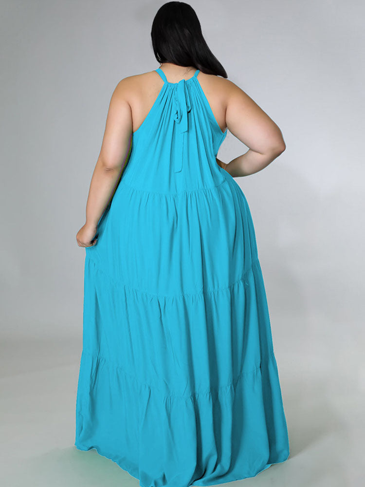 Plus Size Sleeveless Ruched Maxi Dress