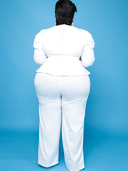 Plus Size Peplum Top Wide Leg Pants