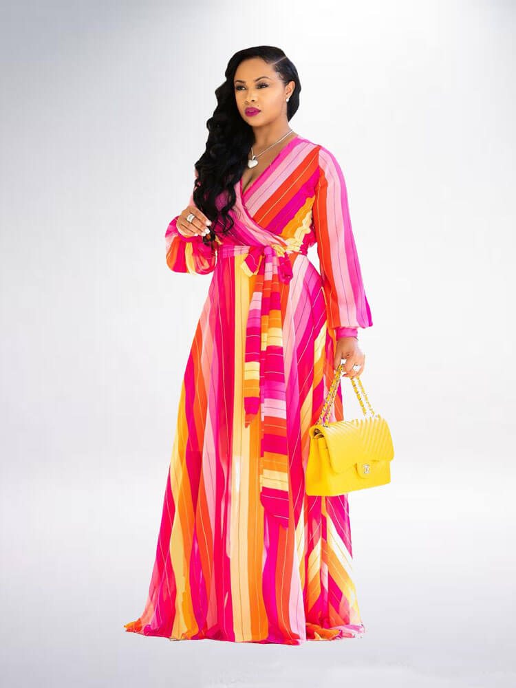 Floral Print Pleated Maxi Dress