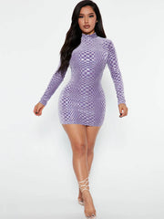 Sequin Patchwork Long Sleeve Mini Dress
