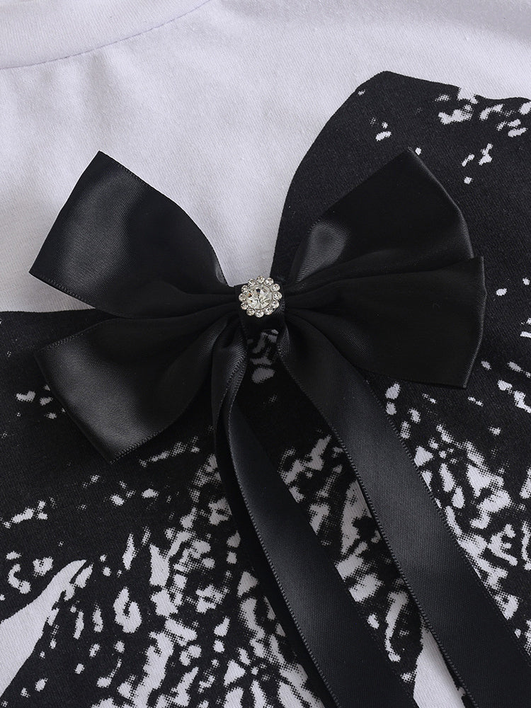 3D Butterfly Print Loose Top & Lace Shorts Set