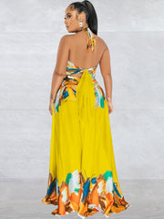 Off Shoulder Printed Patchwork Maxi Dress