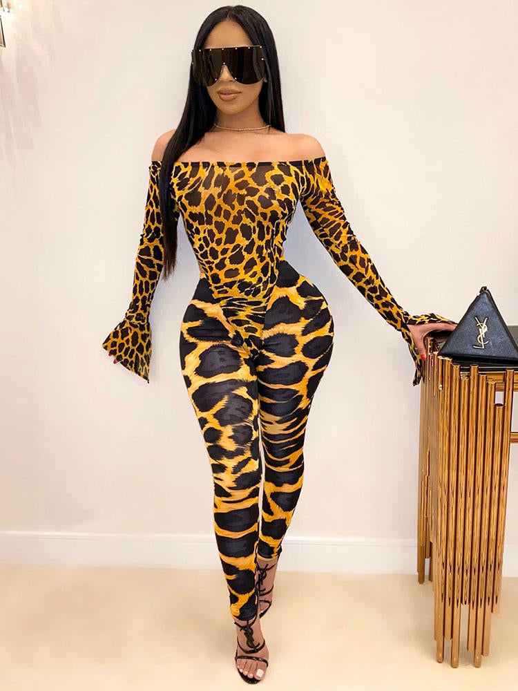 Two Pieces Print Off Shoulder Pants Sets
