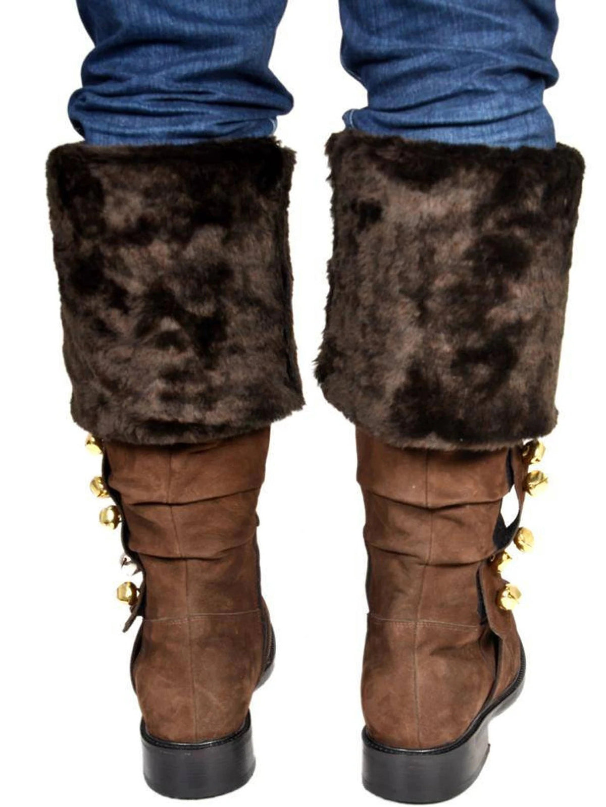 Fur Trim Buckles Bell Decor Santa Boots