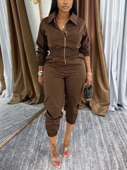 Zipper Multi Pockets Utility Jumpsuit