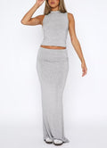 Two Piece Sleeveless Bodycon Top Ruched Skirt
