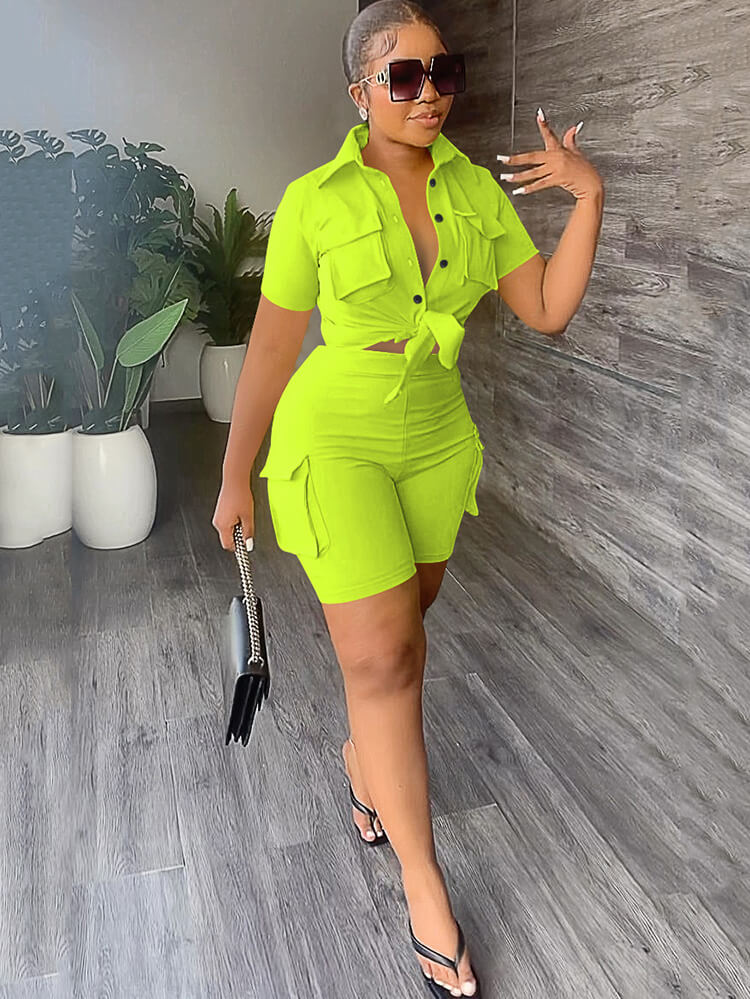 Two Piece Short Sleeve Top Shorts