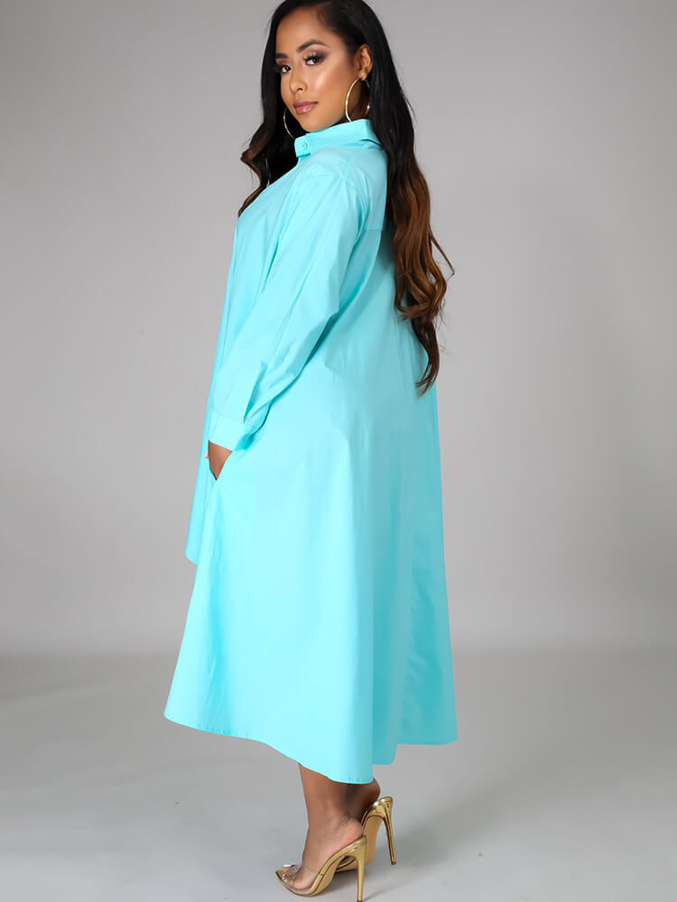 Long Sleeve Loose Shirt Maxi Dress