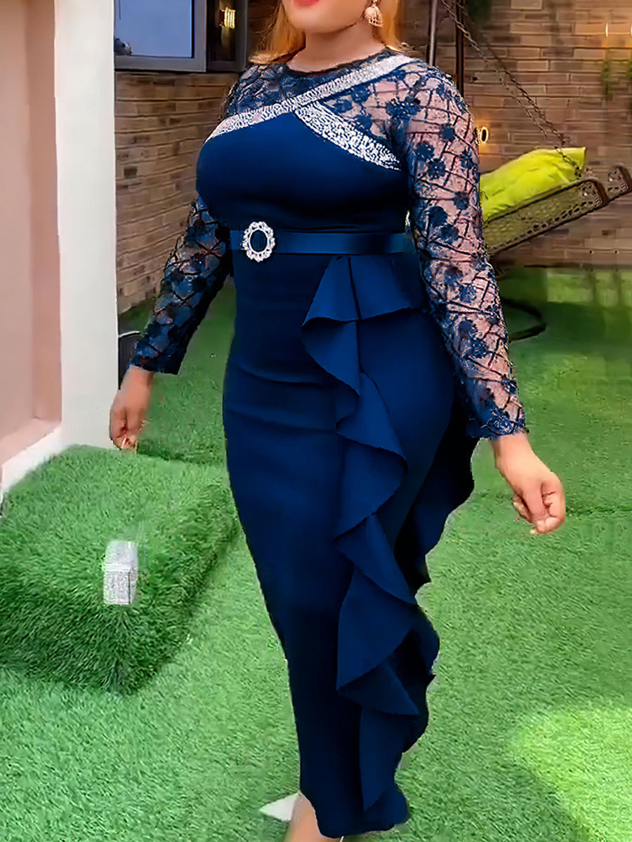 Plus Size Rhinestone Embellished Dress