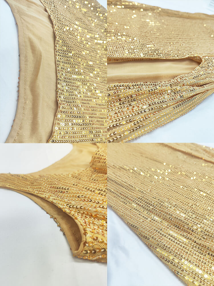 Sequin Sleevelesss Split Bodycon Maxi Dress