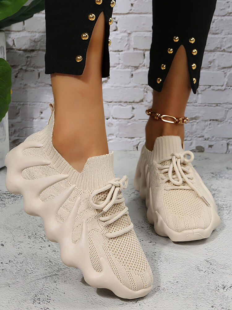 Elastic Lace-up Knit Breathable Sneaker