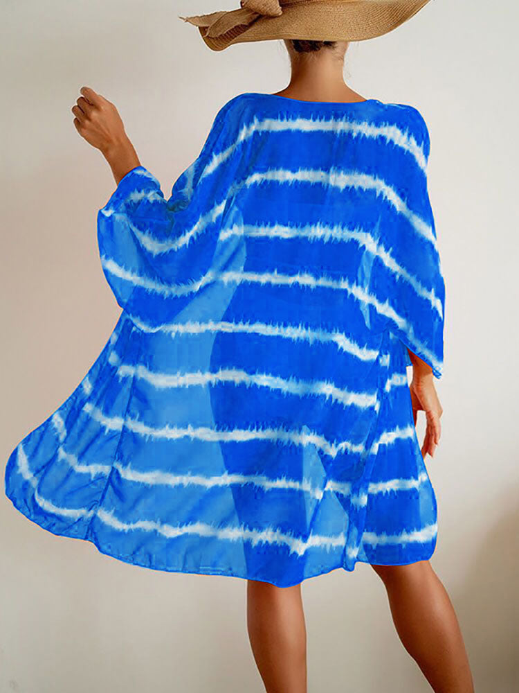 Three Piece Tie Dyed Print Swimsuit