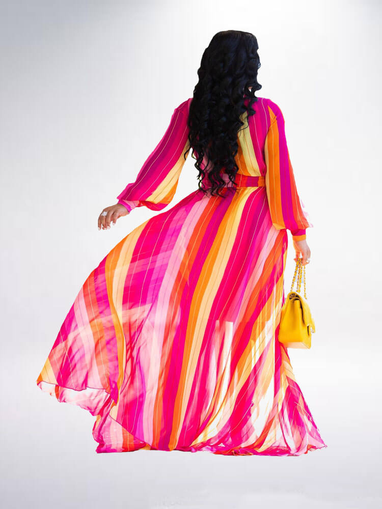 Floral Print Pleated Maxi Dress