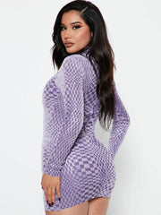 Sequin Patchwork Long Sleeve Mini Dress