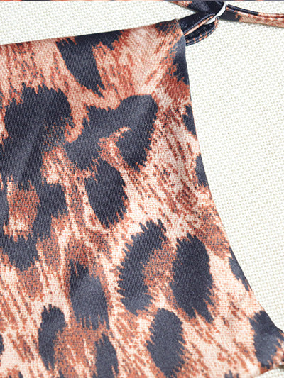 Asymmetrical Leopard Halter Neck Dress