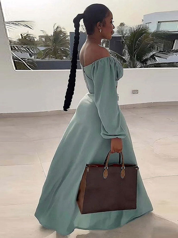 Lantern Sleeve Plus Size Two-Piece Set