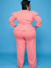 Plus Size Peplum Top Wide Leg Pants