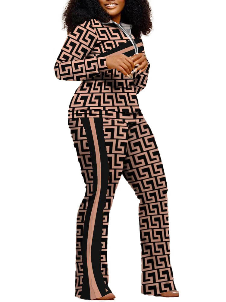 Two Piece Long Sleeve Printed Jacket Pants