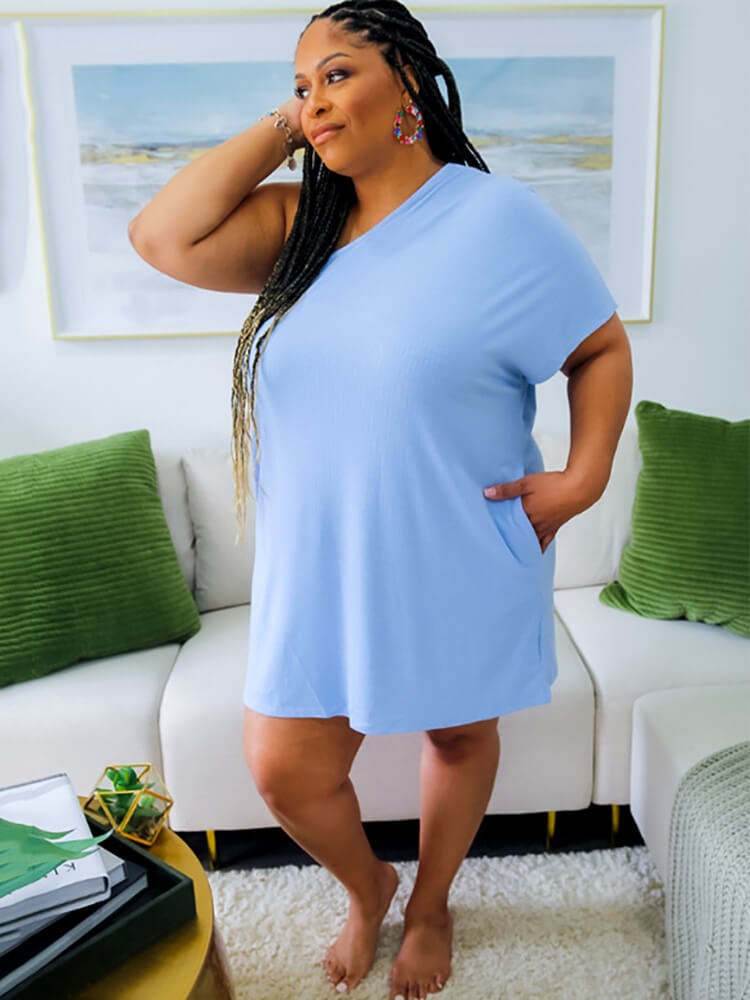 Short Sleeve One Shoulder Mini Dress