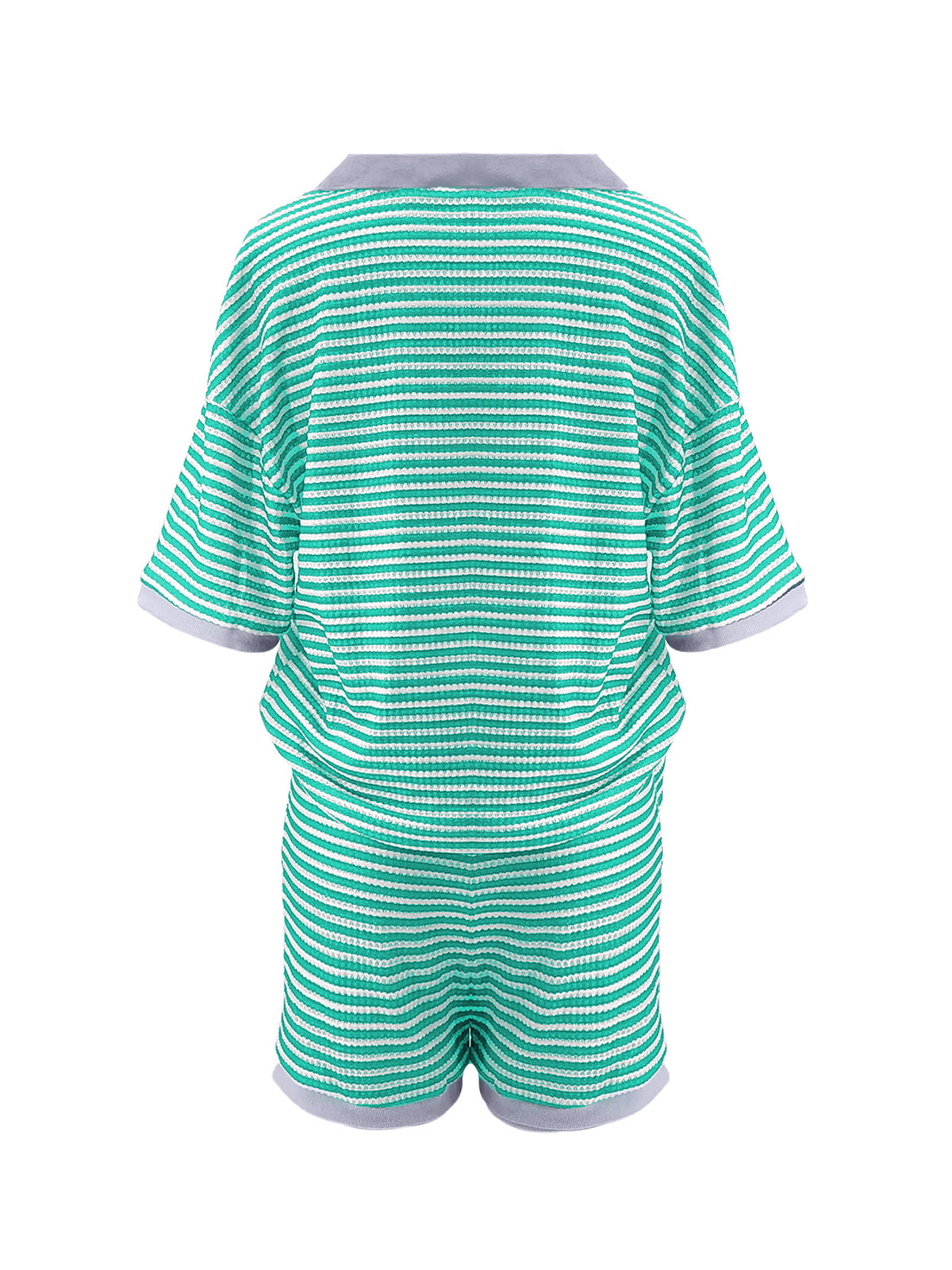Striped Knit Top High Waist Shorts Set