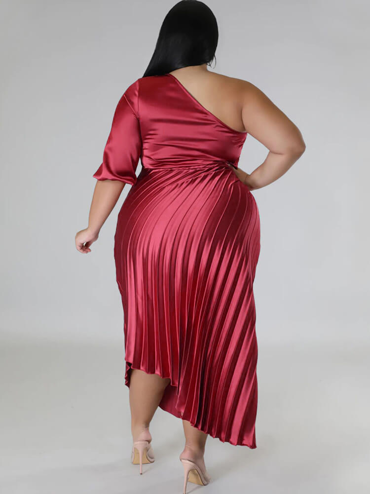 One Shoulder Lace Up Ruched Maxi Dress