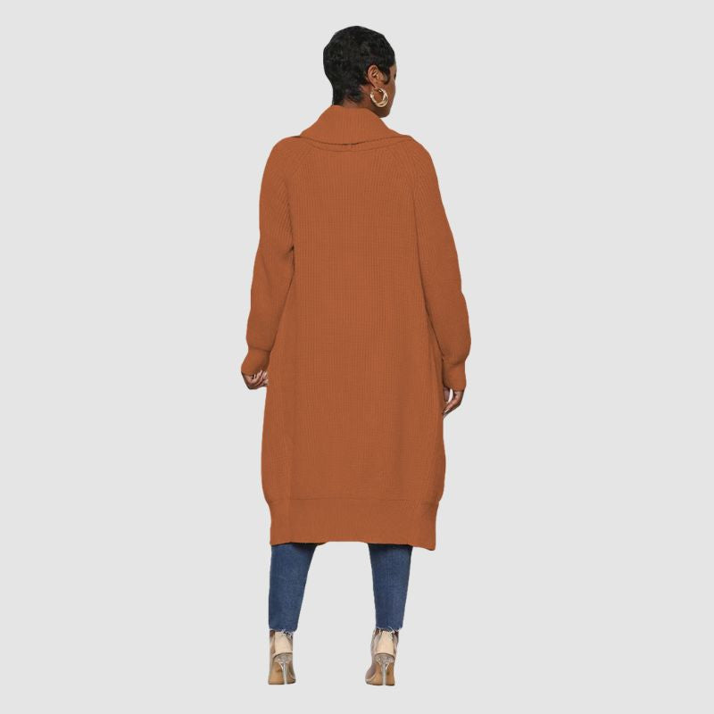 Solid Color Long Knit Cardigan