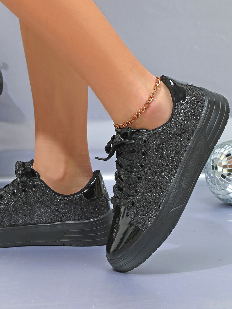 Glitter Lace-Up Sneakers