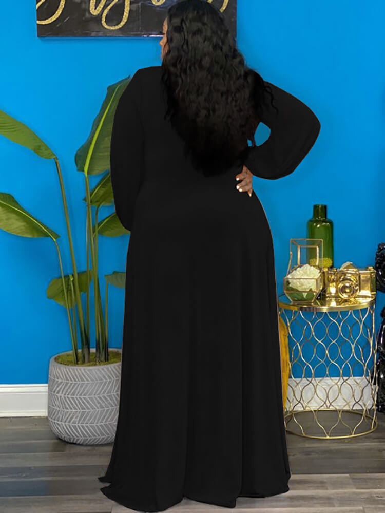 Long Sleeve Lace Up Split Maxi Dress