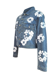 Denim Floral Print Long Sleeve Jacket