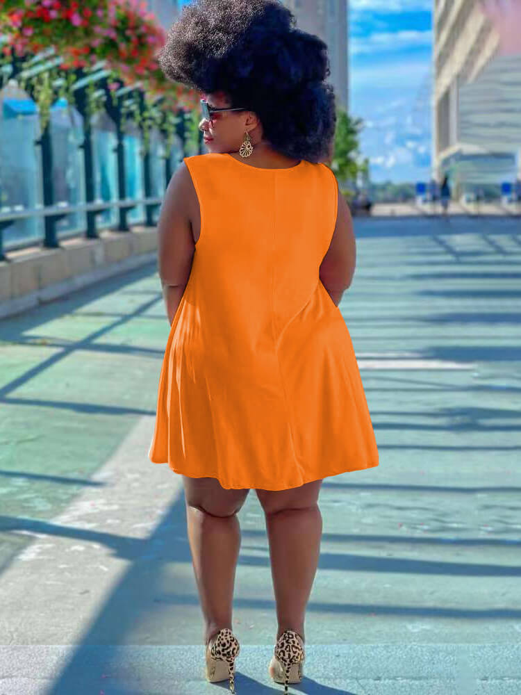 Sleeveless Round Neck Solid Mini Dress