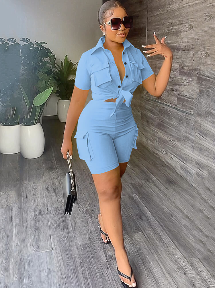 Two Piece Short Sleeve Top Shorts