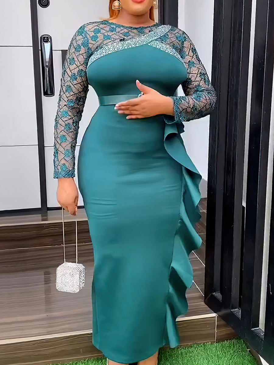 Plus Size Rhinestone Embellished Dress