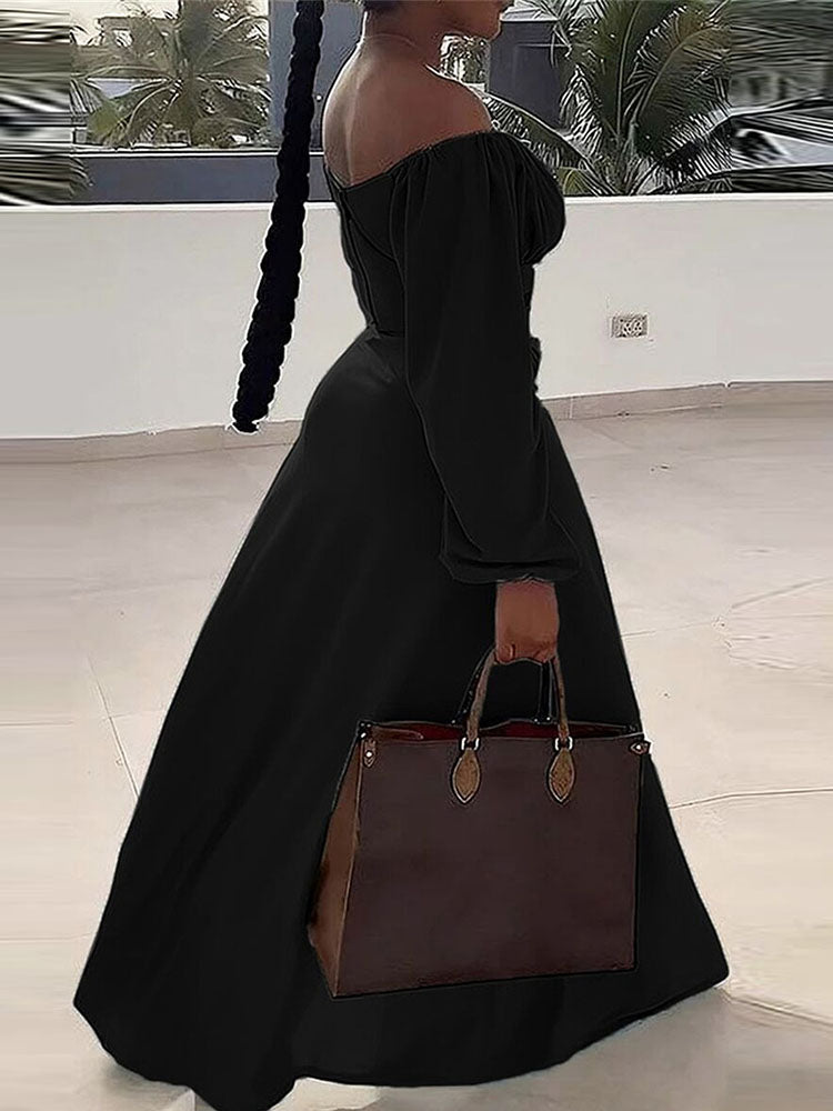 Lantern Sleeve Plus Size Two-Piece Set