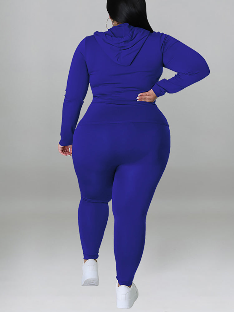 Solid Color Hoodie Pants Set