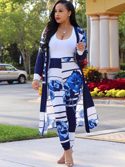 Two Piece Open Front Cardigan Skinny Pants Suit