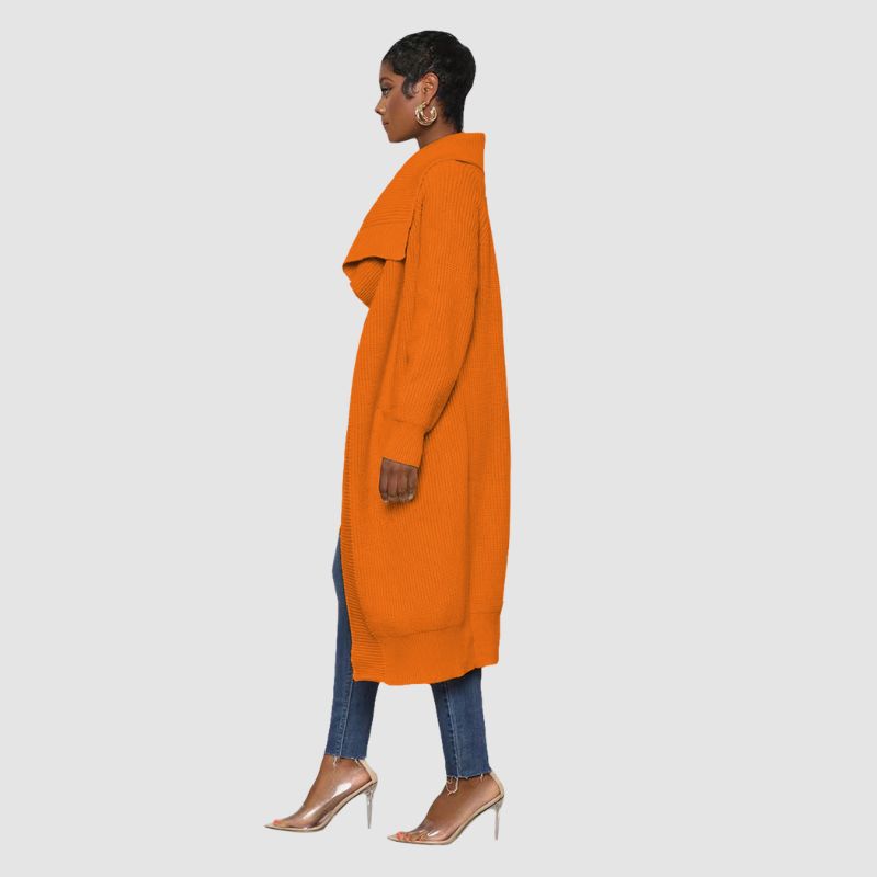 Solid Color Long Knit Cardigan