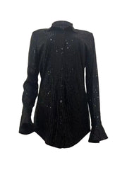 Sequin Loose Flare Sleeve Shirt Mini Dress